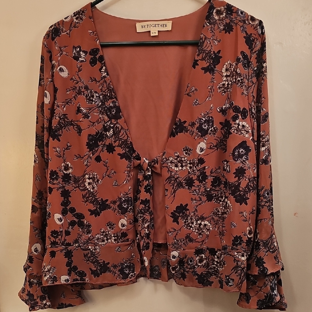 Ruffled Tie Front Blouse